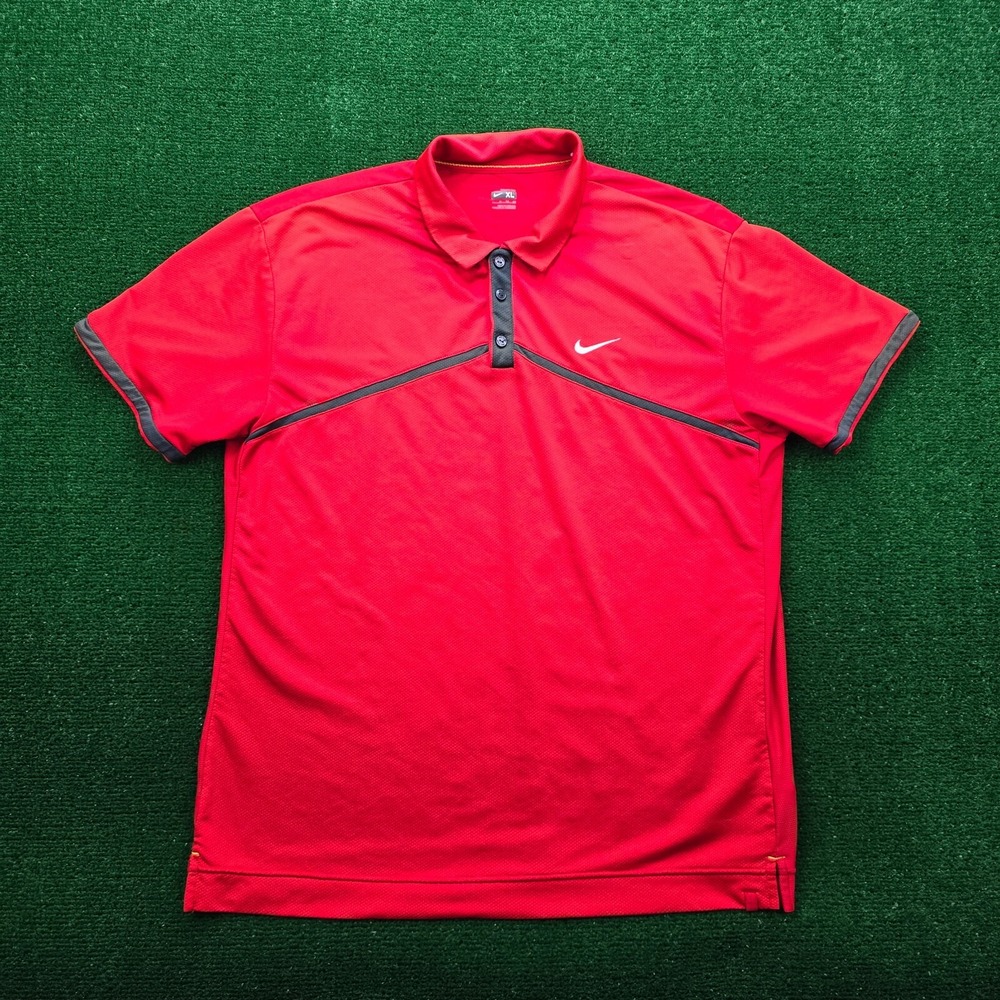 Nike Tennis Polo Shirt Mens XL Red Grey Fit Dry Performance 2009 327738-601